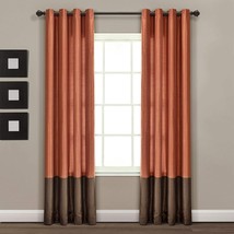 Set 2 Rust Brown Window Curtains Panels Drapes Pair 84 inch L Grommet Faux Silk - £55.95 GBP