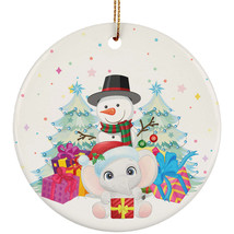 Cute Elephant And Snowman Winter Ornament Christmas Gift Decor For Animal Lover - £11.89 GBP