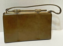 Vintage Womens Brown Leather Handbag Bottom Studs 10 x 6 x 2.5 - £18.47 GBP