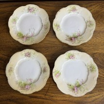 Set of (4) Antique Porcelain Bread Sandwich Plates Art Nouveau Victorian - $36.24