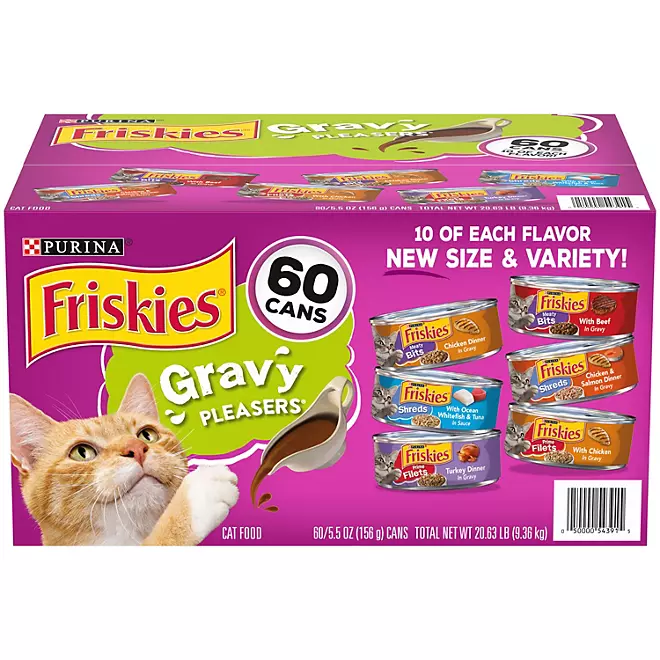 Purina friskies gravy wet cat food  variety pack  5.5 oz.  60 ct. . thumb200