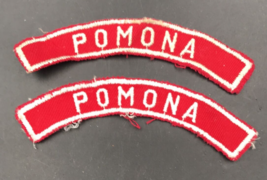 2 VTG Boy Scouts BSA Red Pomona CA California Community Strip Patch 4.75&quot; x 3/4&quot; - £21.17 GBP