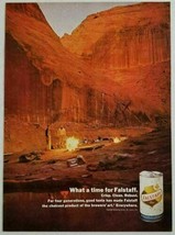 1967 Print Ad Falstaff Beer in Cans Campers in Canyon with Camp Fire - £9.89 GBP