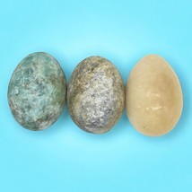 Unknown Stone Egg 2.5&quot; Natural Mineral Lot 3 Marbled Quartz Larimar Unpolished - £22.09 GBP
