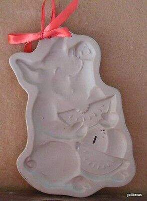 Vintage Brown Bag Ceramic Cookie Mold Pig with Watermelon 1992 7" - £14.56 GBP