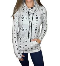 Michelle Mae Soft Funnel Neck Sweatshirt Grey Geometric - $28.00