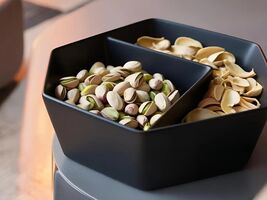 Hexagon Pistachio Nut Bowl Divided Snack Serving Dish Shell Holder Modern - $12.74