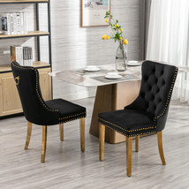 High-end Tufted Solid Wood Contemporary Velvet Upholstered Dining Chair Set of 2 - £160.94 GBP