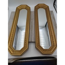 Home Interiors Gold Plastic Framed Mirrors 5 1/2 x 18&quot; Set of 2 - $44.95