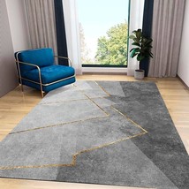 8 x 10 FT Area Rug Modern Abstract Geometric Golden Lines Craft Living Room - £60.32 GBP