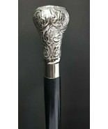 Silver Designer Brass Derby Head Walking Cane Vintage Wooden Black Stick... - £30.90 GBP
