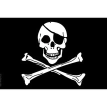 Skull &amp; Crossbones Flag with Eye Patch with Grommets 2ft x 3ft - £10.25 GBP