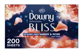 Downy Infusions Fabric Softener Bliss, Sparkling Amber &amp; Rose, Box of 200 Sheets - £15.69 GBP