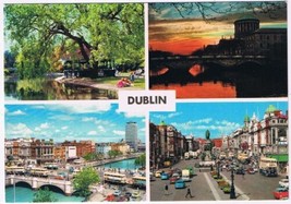 Postcard Dublin Ireland Multi View Sunset - $3.47