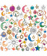 SANNIX 120Pcs Mixed Sun Star Moon Charms Jewelry Making Gold Enamel Char... - $15.13