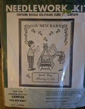 Vintage Bucilla Needlework Kit 1731 Cross Stitch Sampler &quot;Our New Baby&quot; - £9.48 GBP