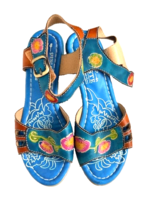 L&#39;Artiste Spring Step turquoise 36 5.5 heel Sandals shoes - $1,286.12 MXN
