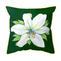 Betsy Drake Casablanca Lily - Green Background Large Indoor Outdoor Pillow 18x18 - £37.54 GBP