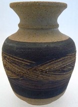 SIGNED 1970s Etched Ribbon Mini Textured RAKU Pottery Vase - £26.36 GBP