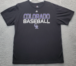 MLB Colorado Rockies Majestic T Shirt Baseball Womens Size XL Black Trip... - $325.31 MXN