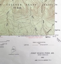 Map First Roach Pond Maine 1952 Topographic Geo Survey 1:62500 22 x 18&quot; TOPO2 - £35.40 GBP