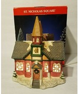 ST. Nicholas Square Christmas Village Porcelain CHAPEL w/ Light Cord &amp; B... - £25.16 GBP