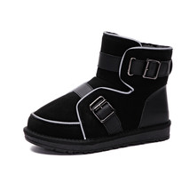 Winter New Snow Boots Women Reflective Strip Cashmere Belt Buckle Motorcycle Boo - £98.77 GBP