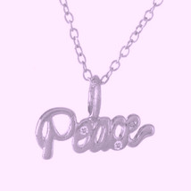 NEW .925 STERLING SILVER Peace script necklace cubic zirconia     - $9.95