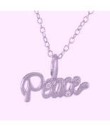 NEW .925 STERLING SILVER Peace script necklace cubic zirconia     - $136.26 CAD