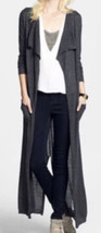 LEITH CHARCOAL GRAY MAXI LONG SLEEVE OPEN CARDIGAN DUSTER POCKETS BACK S... - £6.21 GBP