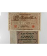 1910-1923 Germania 2-Note Currency Set Impero 1000 Segno Della 500,000 S... - $52.51