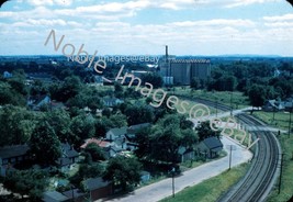 1949 Aerial View Railroad Tracks Purina Manhattan KS Red-Border Kodachrome Slide - £2.75 GBP