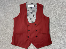 Noose &amp; Monkey Vest Mens 42R Red Wool Jacket Suit Waistcoat Ellroy Forma... - $29.69