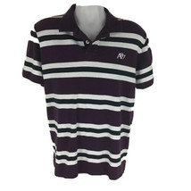 Men&#39;s Aeropostale Short Sleeve Polo Collared Dress Shirt Purple Striped ... - £14.69 GBP