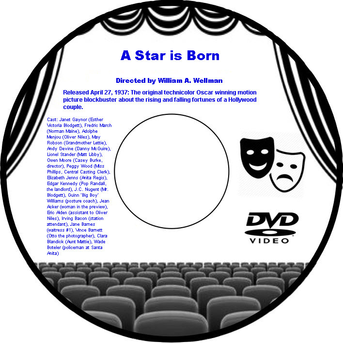 A Star is Born 1937 DVD Film Drama Janet Gaynor Fredric March Adolphe Menjou May