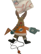 Miami Dophins NFL Wooden Cheering Reindeer Ornament NEW FREE SHIPPING - $14.82