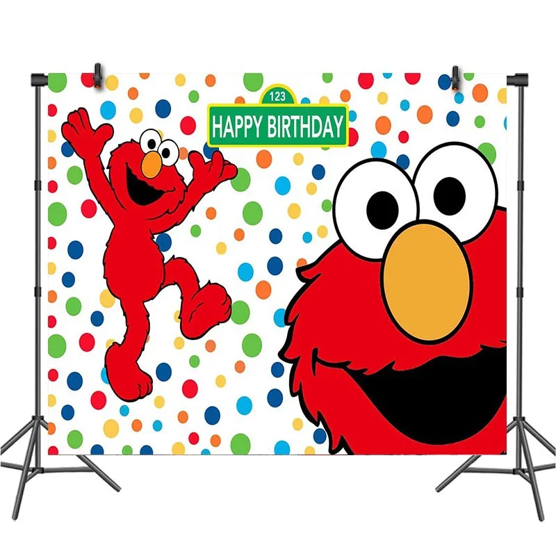 Play 120x80cm Happy Birthday Photography Backdrops Sesame Street Elmo World Part - £23.18 GBP