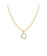 Genuine 14k Yellow Gold 0.78&quot; Cubic Zirconia Open Heart Pendant Necklace... - $321.00+