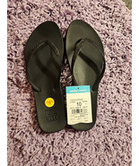 NWT Reef Women&#39;s Cushion Stargazer Black Glitter Flip Flop Sandals Size ... - $29.65