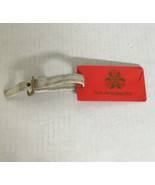 vintage twa ambassador luggage tag red hard plastic tag with white leath... - $375.38 MXN