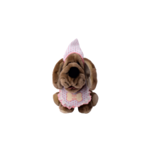 Vintage 1984 Ganzbros Wrinkles Brown Dog Plush w/ Diaper &amp; Sleeping Hat 10&quot; - £13.44 GBP