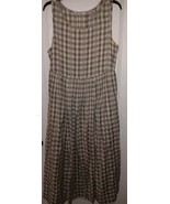 April Cornell L Maxi Dress Gray/Ivory Gingham Plaid Prairie Cottage  - £43.95 GBP