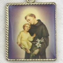 St. Anthony Baby Jesus Gold Tone Catholic Pendant Charm Vintage Christia... - £7.86 GBP