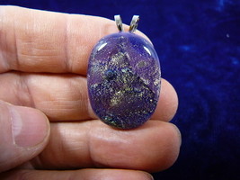 (#DL-817) DICHROIC Fused GLASS Pendant JEWELRY PURPLE YELLOW WOW - $36.99