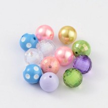 12 Large Bubblegum Beads Acrylic Round Big Spacers Plastic Assorted Lot Mix 20mm - £5.60 GBP