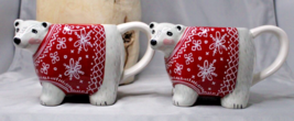 Tag Polar Bear Set of Two Ceramic Hot Chocolate Coffee Cups Mugs Red Swe... - £21.75 GBP