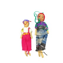 Vintage Peruvian Worry Doll Christmas Ornaments Set of 2 - £9.44 GBP