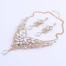 Women Bridal Crystal Rhinestone Choker Statement Necklace Earrings Jewelry Set G - £18.26 GBP