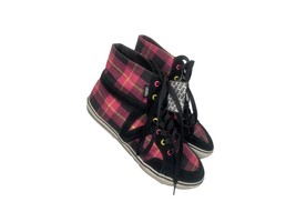VANS High Tops Pink/Black Plaid &amp; Black Suede. Missy Size 4/Womens Size 6 - NEW - £21.51 GBP
