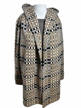 Anthropologie Womens XS Field &amp; Flower Wool Geo Plaid Hooded Open Sweater - AC - £26.19 GBP